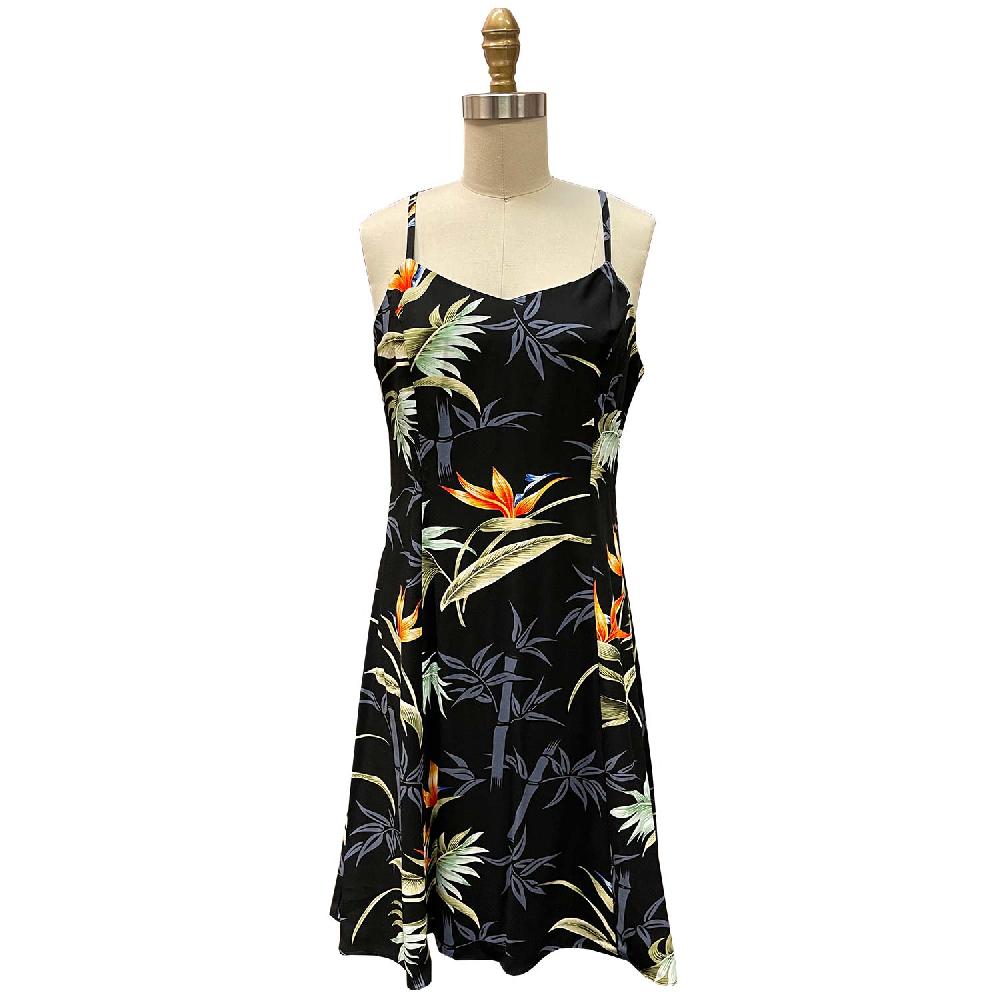 Paradise Found Bamboo Paradise Hawaiian Shirts Bamboo Paradise Black Spaghetti Dress