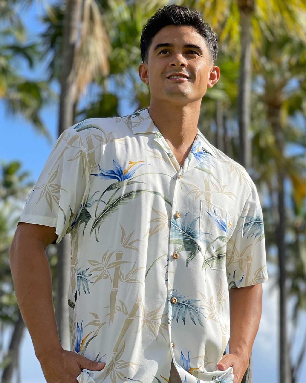 Paradise Found Bamboo Paradise Hawaiian Shirts Bamboo Paradise Cream