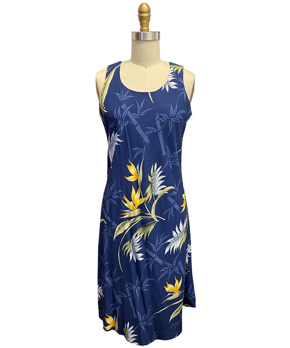 paradise found Bamboo Paradise Hawaiian Shirts Bamboo Paradise Navy Tank Dress