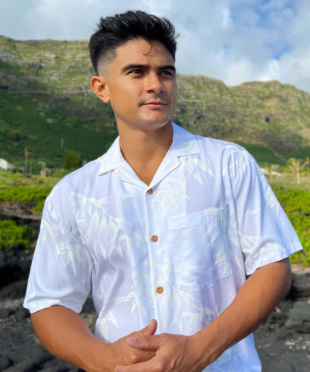 Paradise Found Big And Tall Hawaiian Shirts Bamboo White