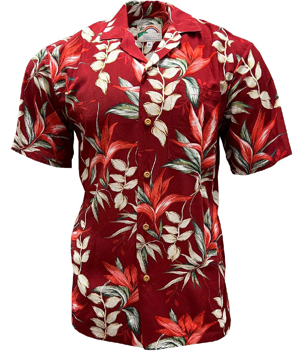 paradise found Big and Tall Hawaiian Shirts Heliconia Paradise Red