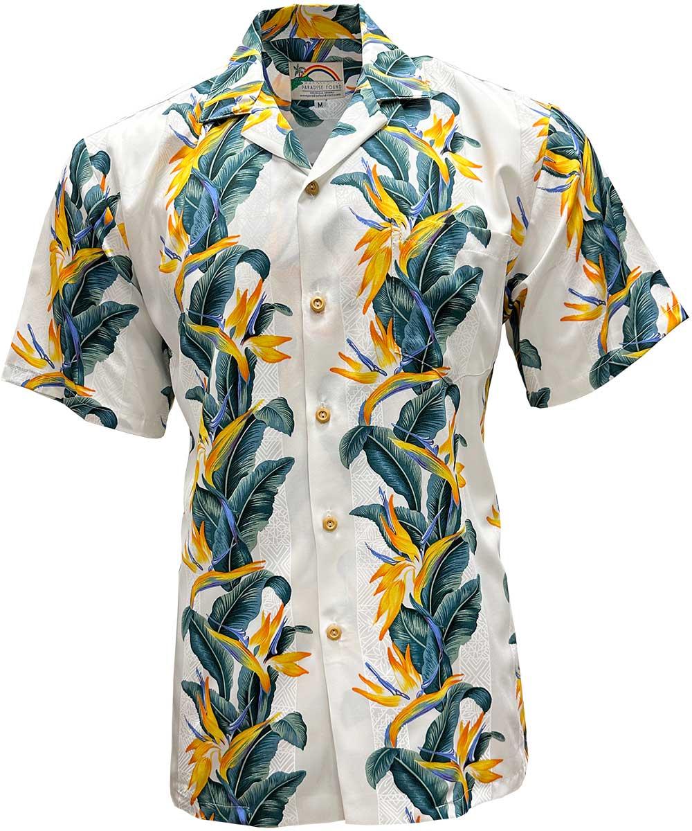 paradise found Big and Tall Hawaiian Shirts Paradise Panel White