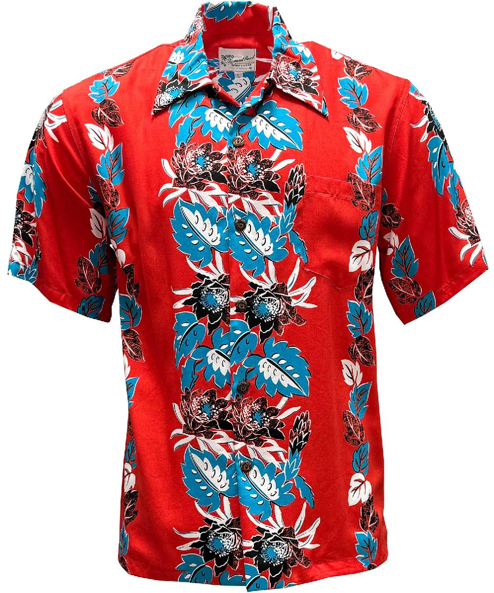 paradise found Big and Tall Hawaiian Shirts Retro Night Blooming Cereus - Fire