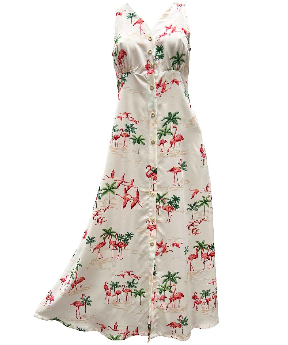 paradise found Button Front Long Dresses Fine Flamingos Sand Button Front Tank Dress