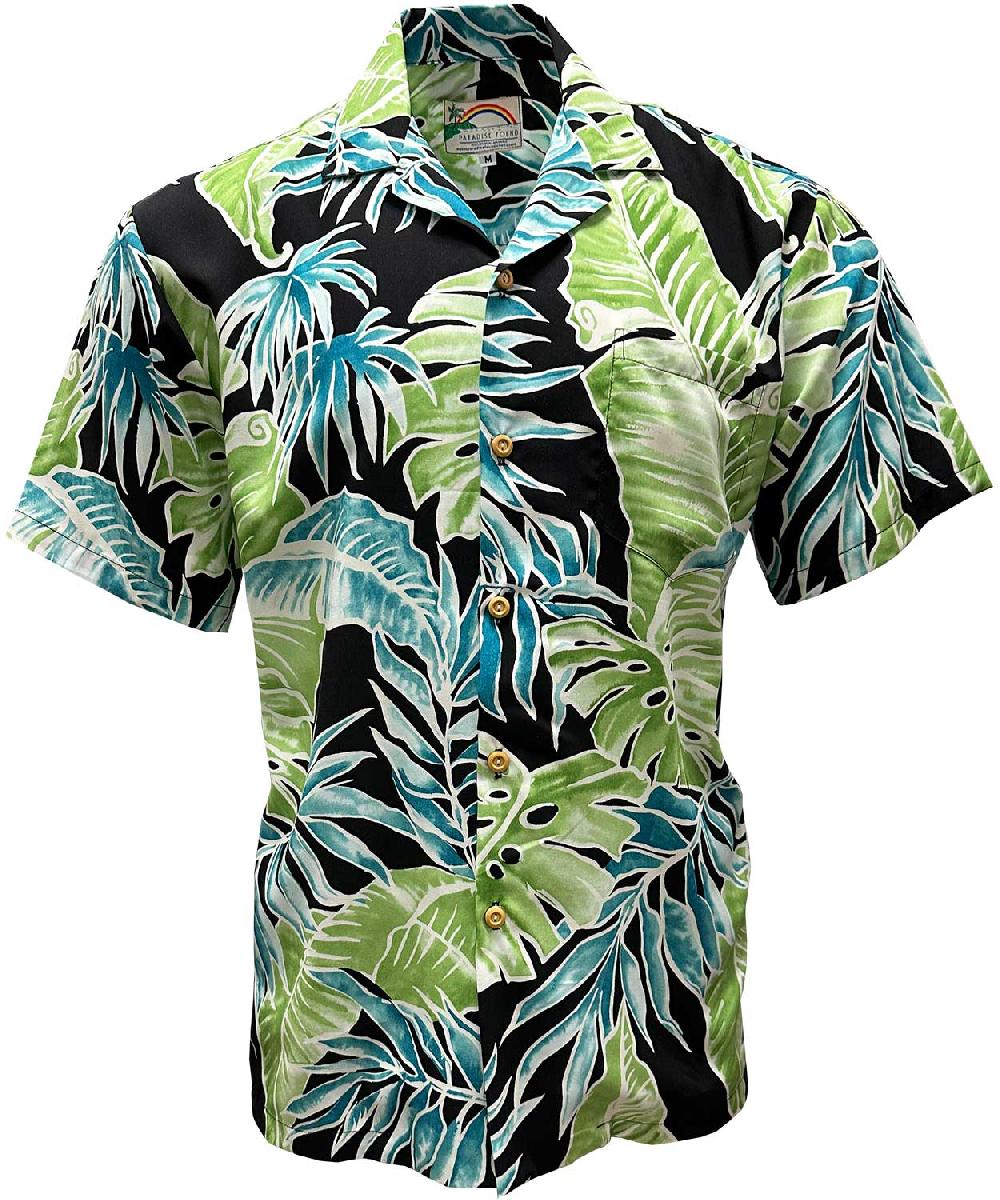 paradise found Cabana Palms Hawaiian Shirts Cabana Palms Black