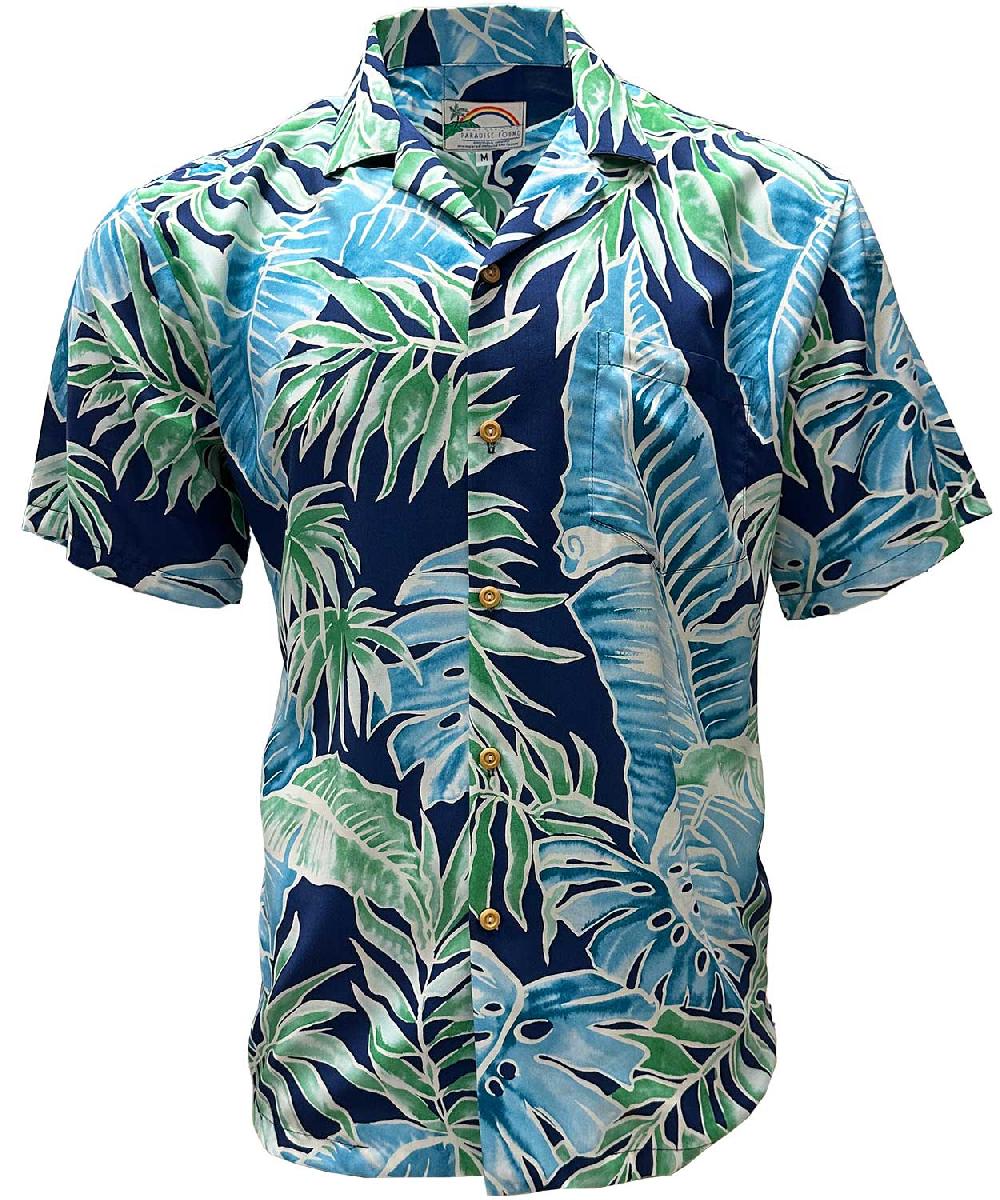 paradise found Cabana Palms Hawaiian Shirts Cabana Palms Navy