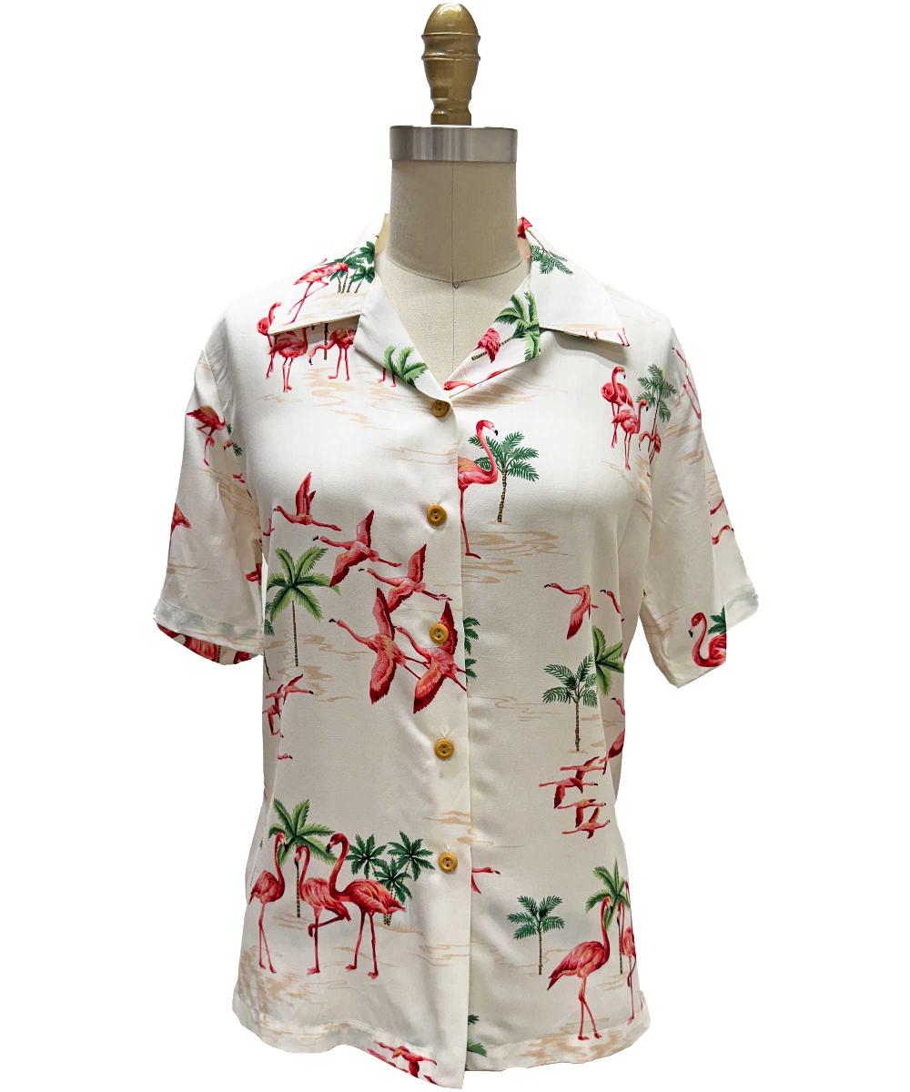 paradise found Fine Flamingos Hawaiian Shirts Women's Fine Flamingos Sand Camp Shirt