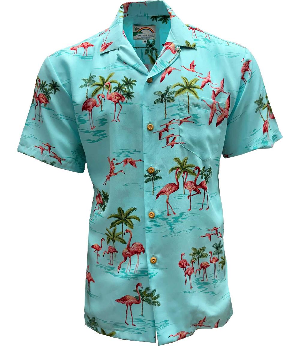 paradise found Men's Trending Shirts Fine Flamingos Lagoon