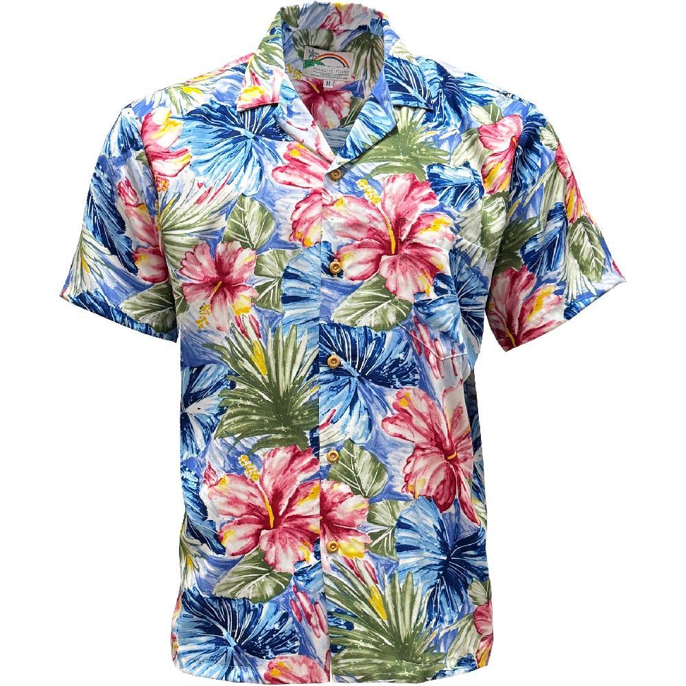 paradise found Men's Trending Shirts Painted Hibiscus Blue