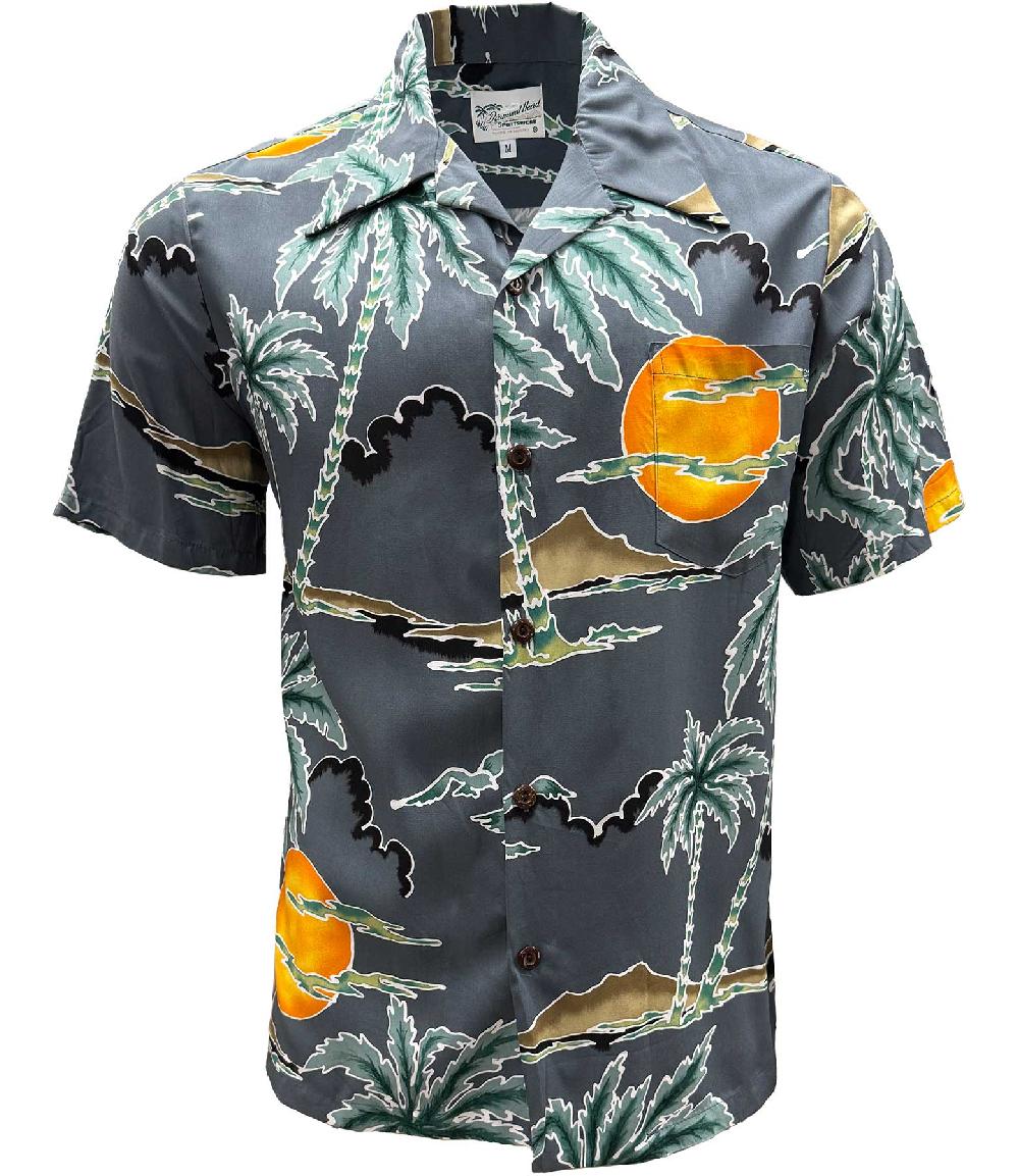 paradise found Men's Trending Shirts Retro Scenic Palm - Charcoal