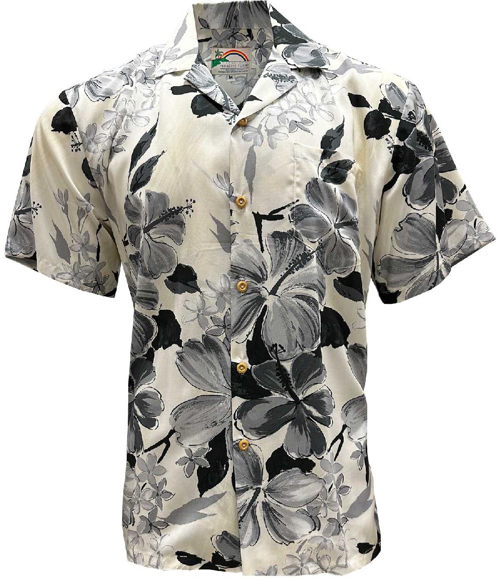 paradise found Men's Trending Shirts Watercolor Hibiscus Gray