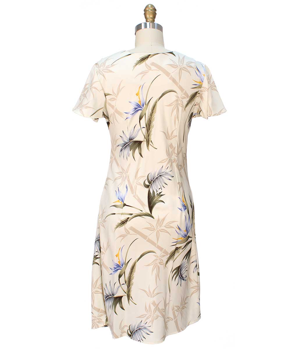 Paradise Found Mid Length Cap Sleeve Dresses Bamboo Paradise Cream A-Line Dress With Cap Sleeves