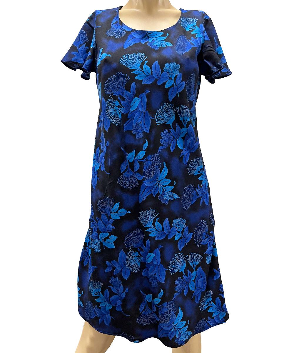 paradise found Mid Length Cap Sleeve Dresses Ohia Navy A-Line Dress with Cap Sleeves