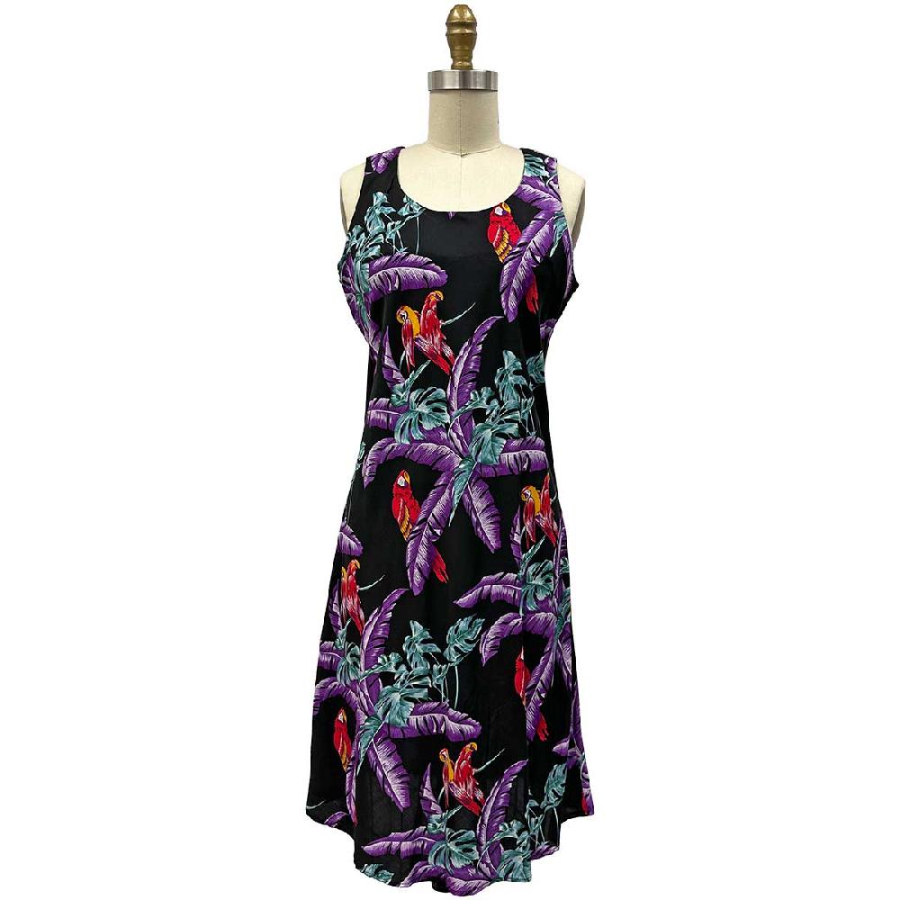paradise found Mid Length Tank Dresses Jungle Bird Black Tank Dress