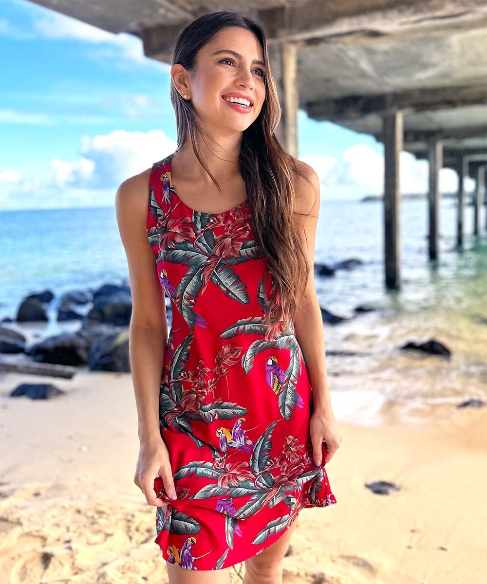 Paradise Found Mid Length Tank Dresses Jungle Bird Tank Dress