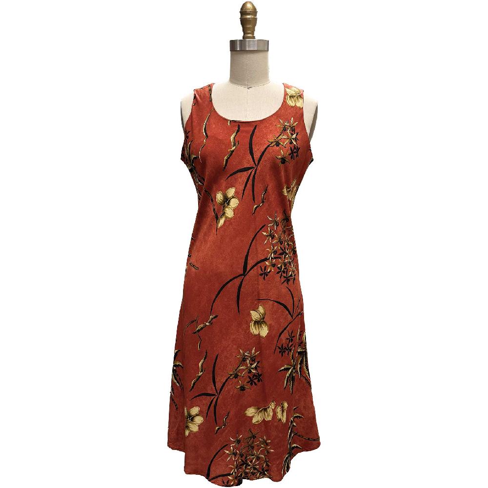 paradise found Mid Length Tank Dresses Retro Oasis Rust Tank Dress