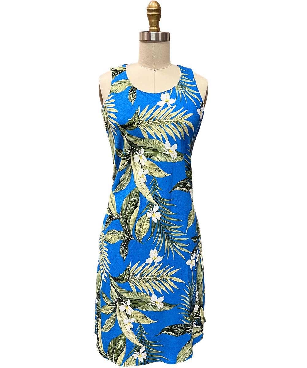 paradise found Mid Length Tank Dresses White Ginger Blue Tank Dress