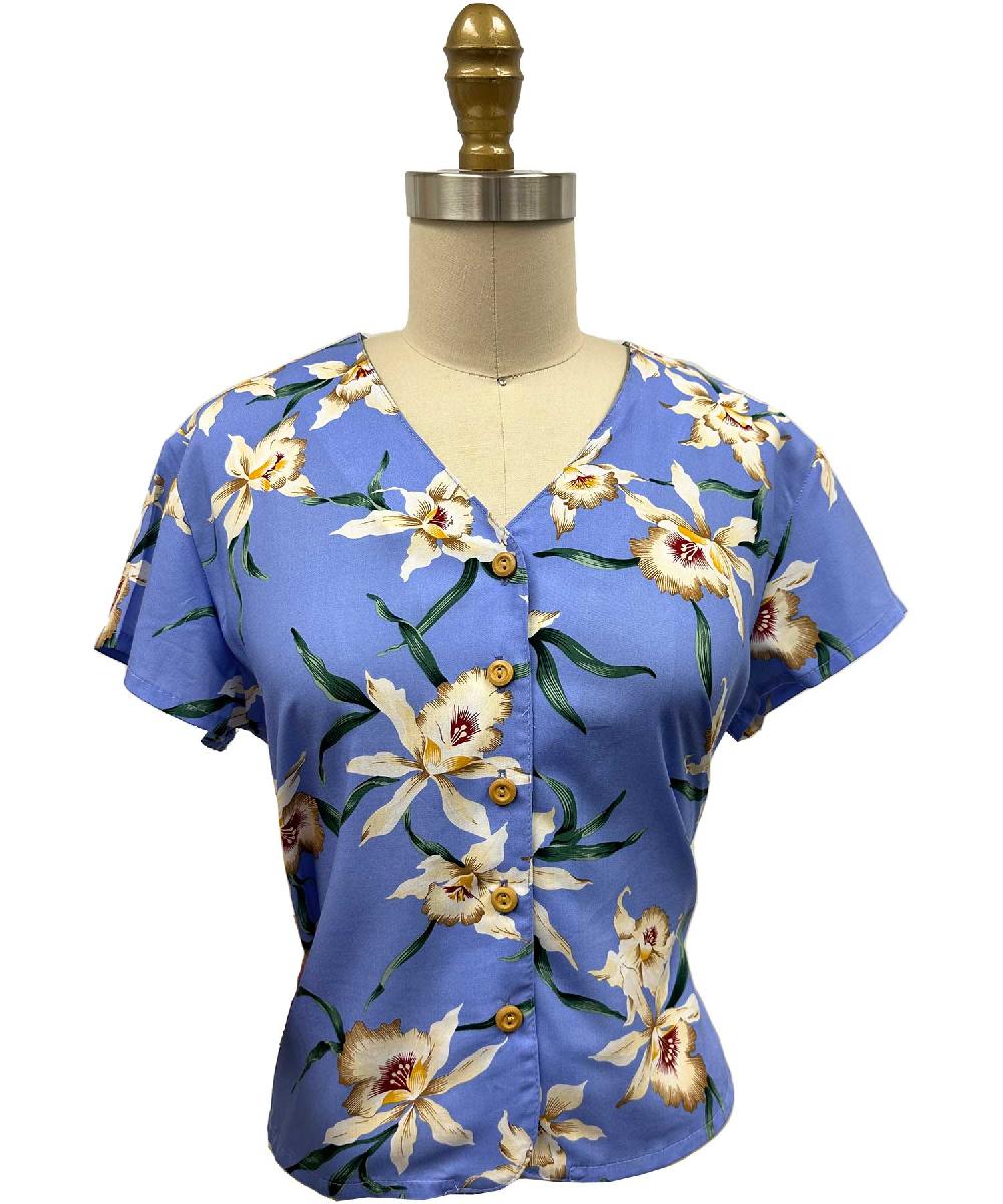 paradise found New Tops Star Orchid Periwinkle V-Neck Blouse