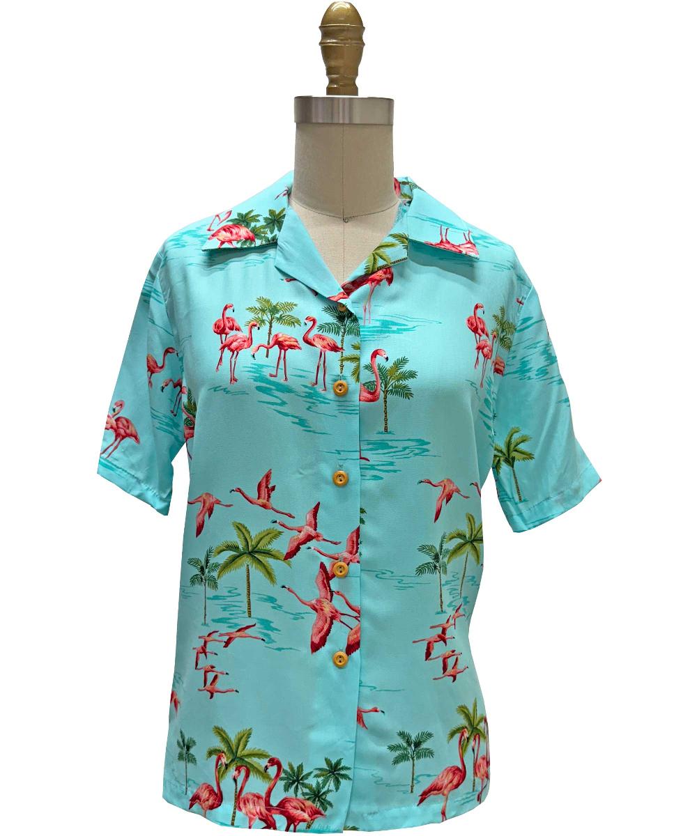paradise found New Tops Women's Fine Flamingos Lagoon Camp Shirt paradise found New Tops Women's Fine Flamingos Lagoon Camp Shirt
