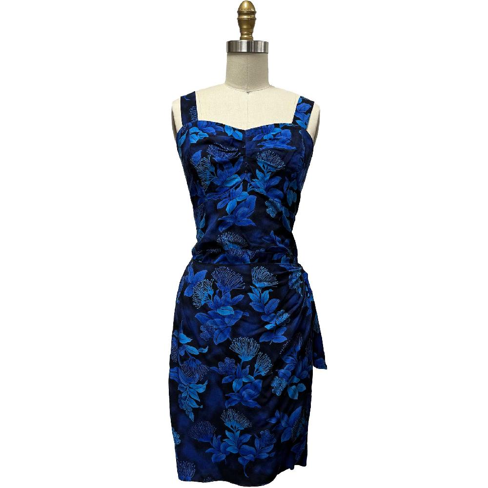 paradise found Ohia Hawaiian Shirts Ohia Navy Sarong Dress
