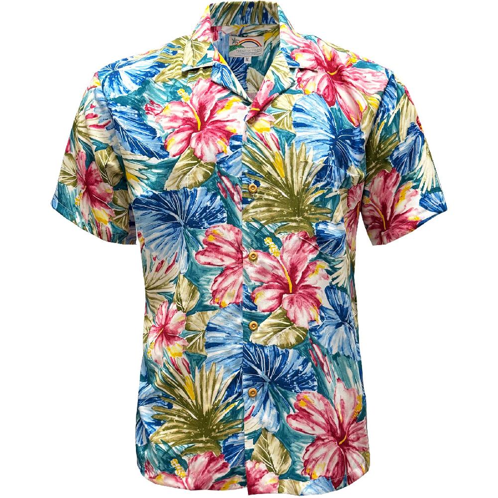 paradise found Painted Hibiscus Hawaiian Shirts & Dresses Painted Hibiscus Jade