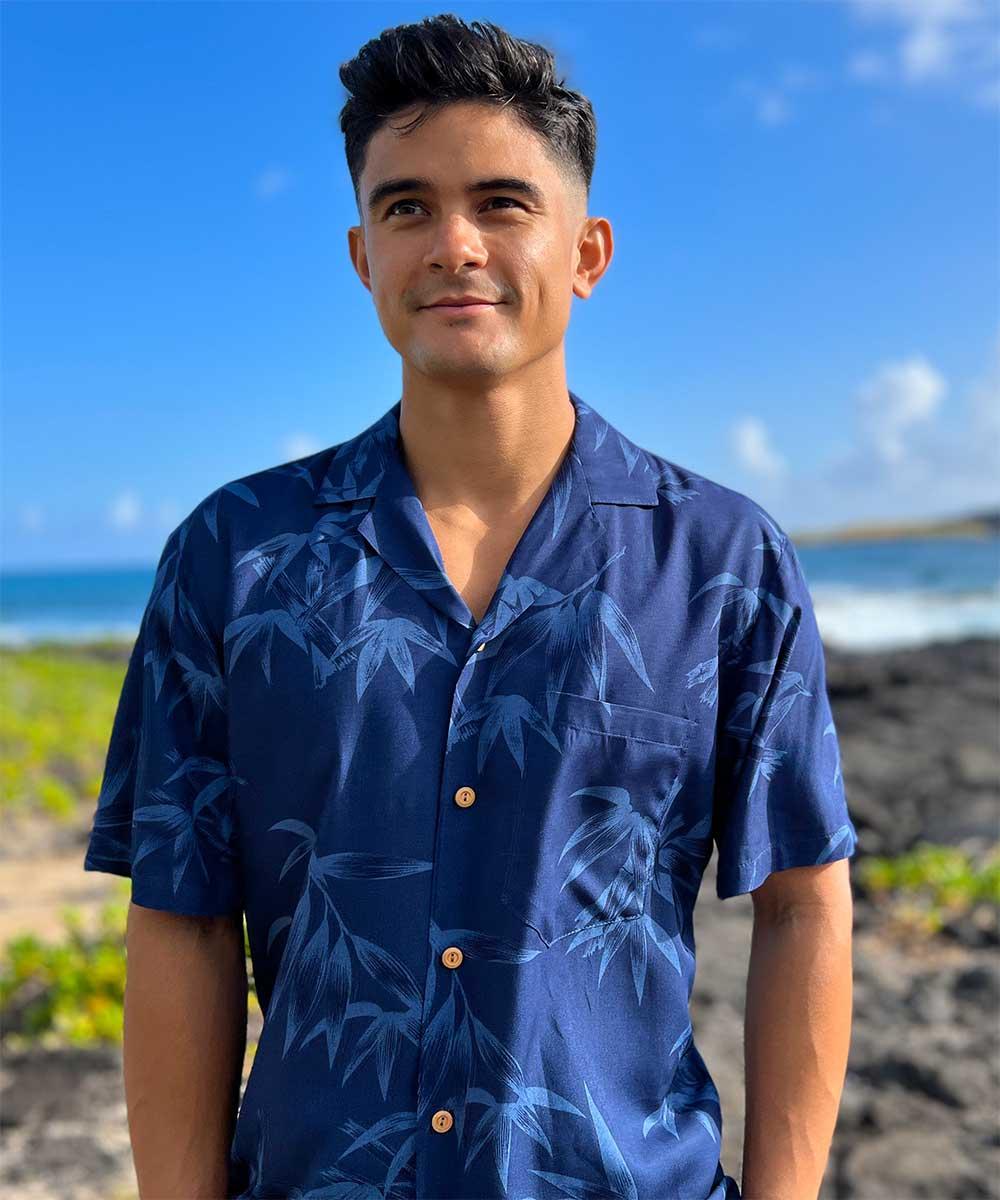 Paradise Found Bamboo Hawaiian Shirts Bamboo Navy