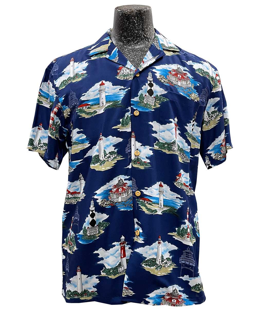 paradise found Paradise Found Men's Shirts Lighthouse Navy