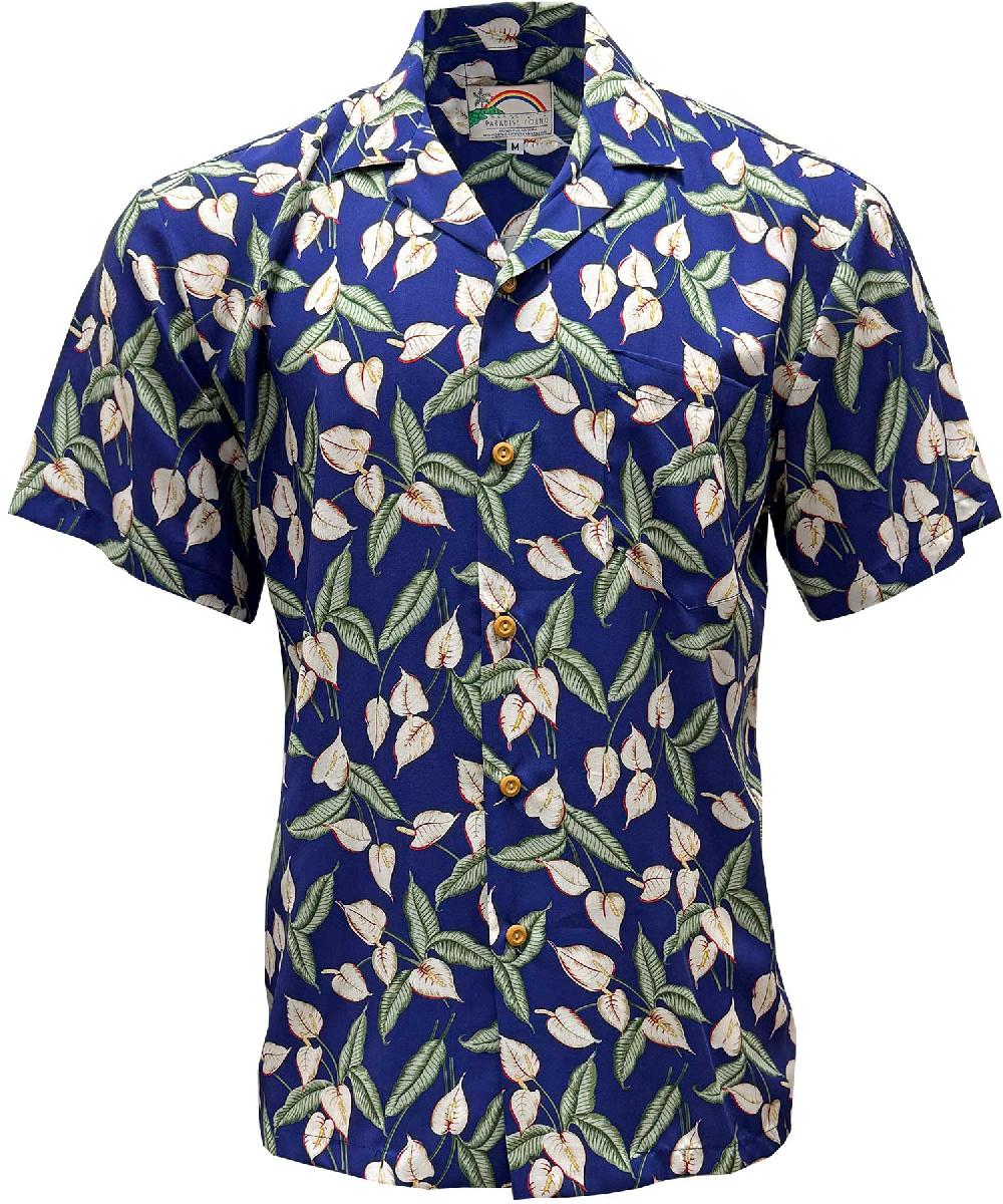 paradise found Paradise Found Men's Shirts Mini Anthurium Blue