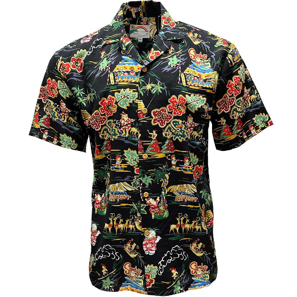 paradise found Paradise Found Men's Shirts Santa's Surf Shack Black