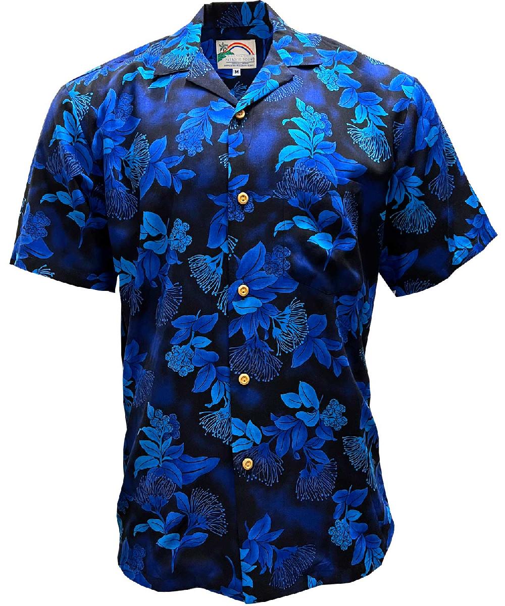 paradise found Ohia Hawaiian Shirts Ohia Navy