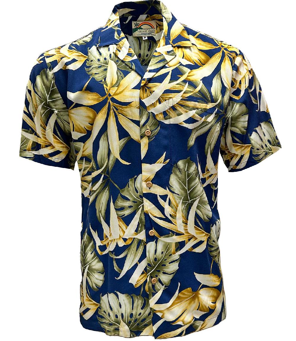 paradise found Rainforest Hawaiian Shirts Rainforest Navy