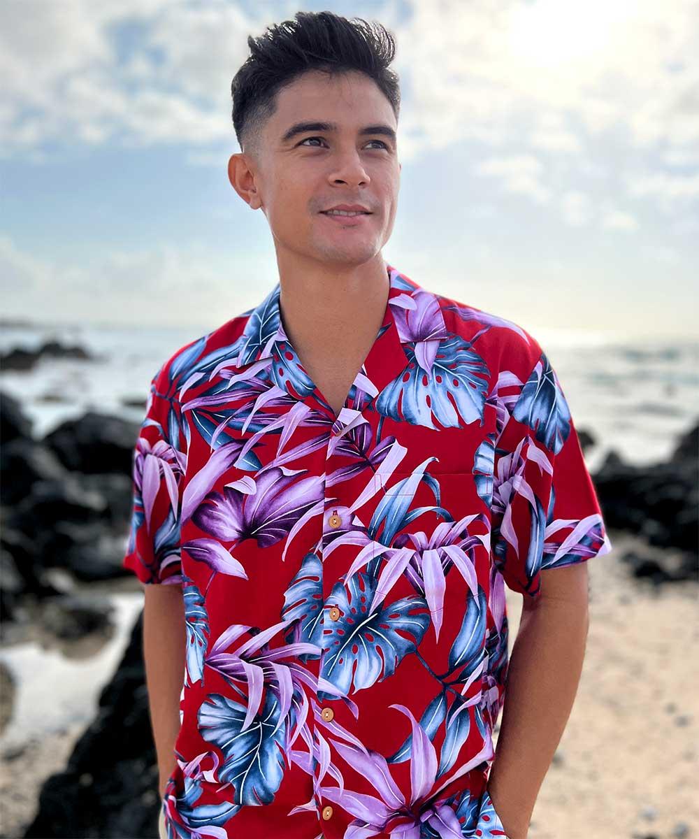 Paradise Found Rainforest Hawaiian Shirts Rainforest Red