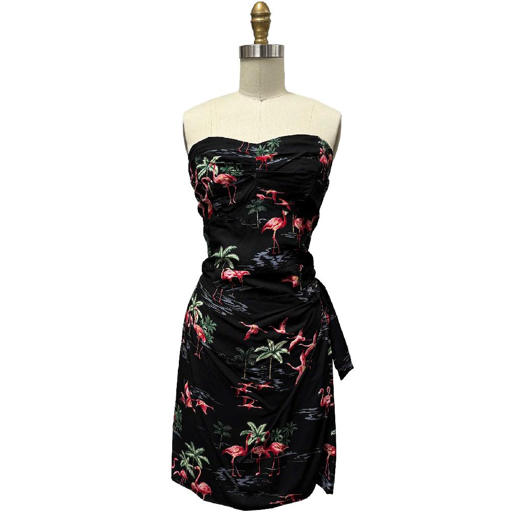 Paradise Found Sarong Dresses Fine Flamingos Midnight Sarong Dress
