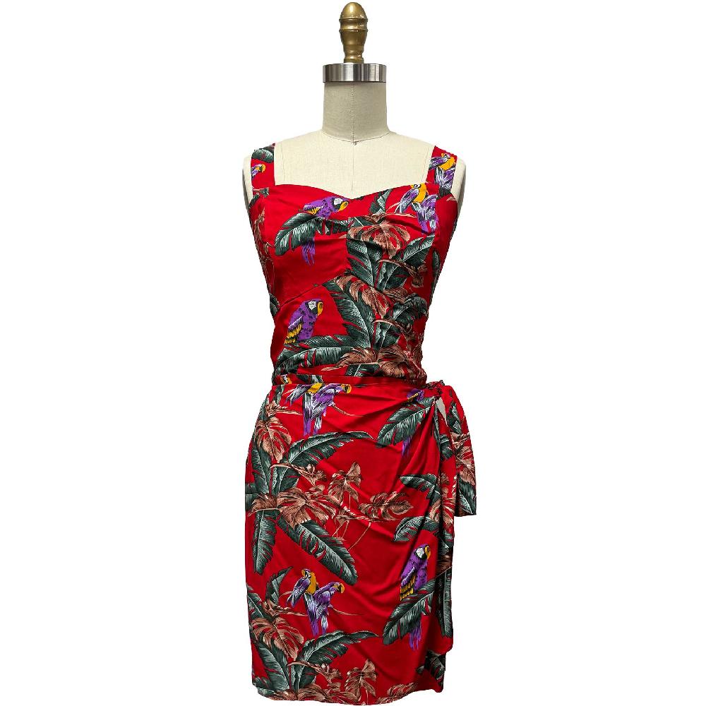 paradise found Sarong Dresses Jungle Bird Red Sarong Dress