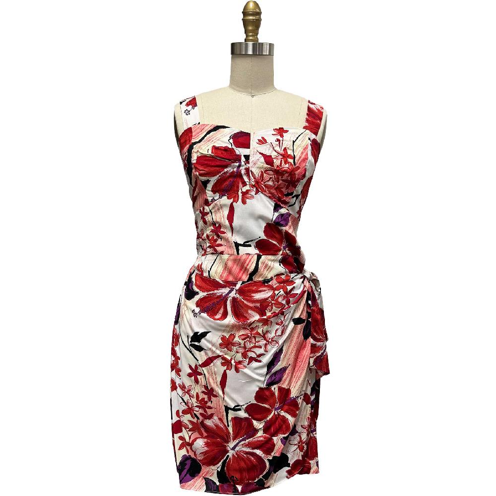 paradise found Sarong Dresses Watercolor Hibiscus Red Sarong Dress