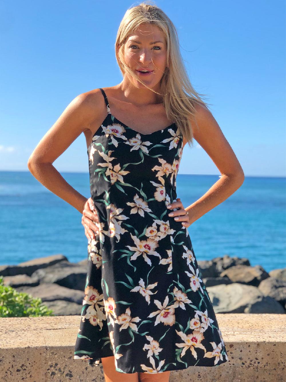 Paradise Found Spaghetti Short Dresses Star Orchid Black Spaghetti Dress