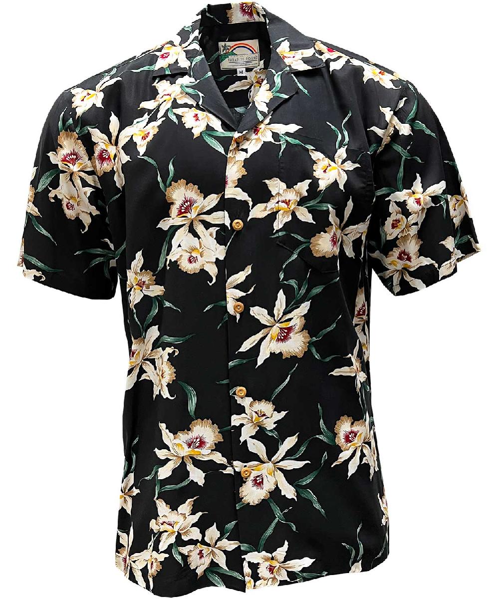 paradise found Star Orchid Hawaiian Shirts Star Orchid Black