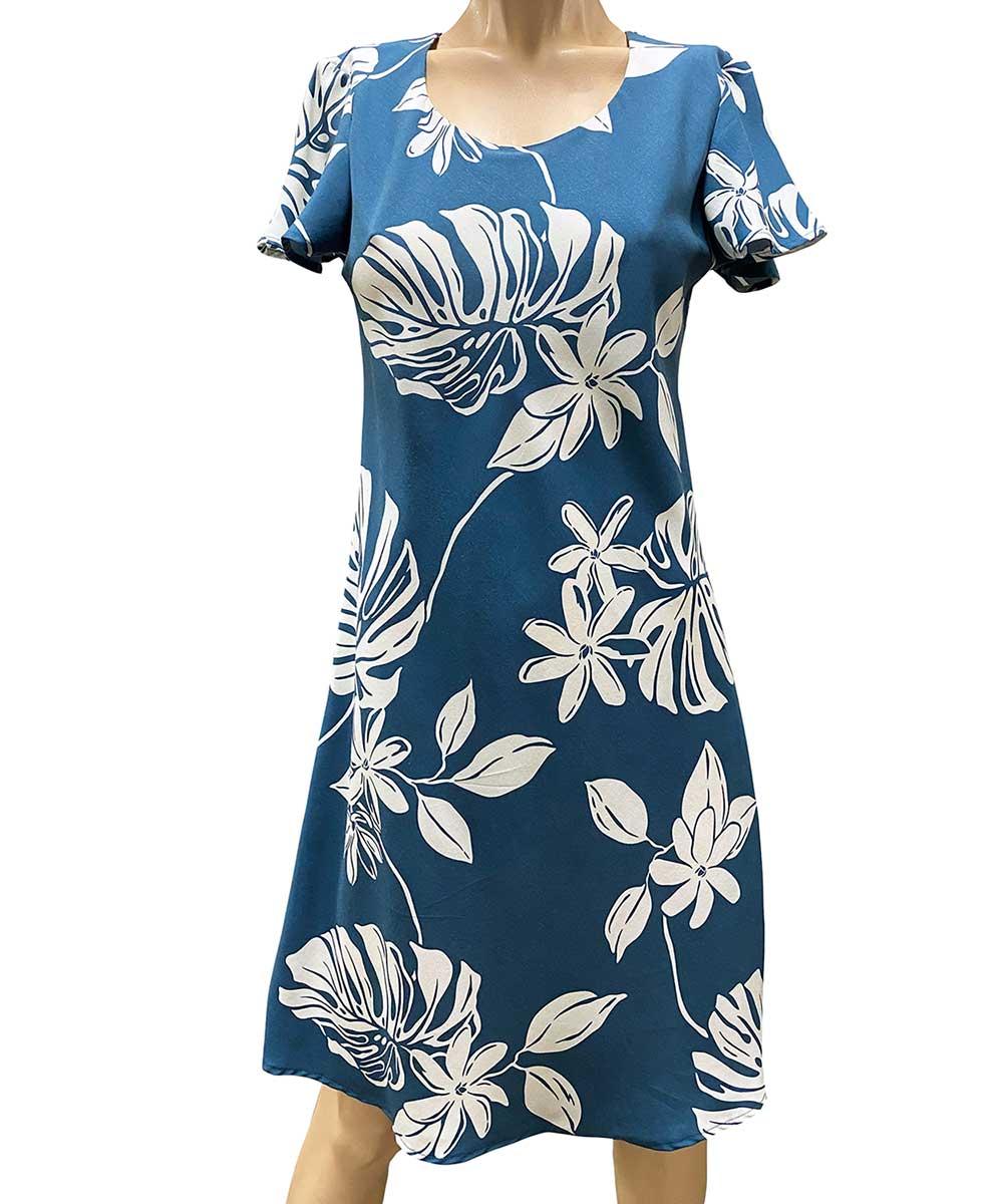 paradise found Tiare Tiare Blue A-Line Dress with Cap Sleeves