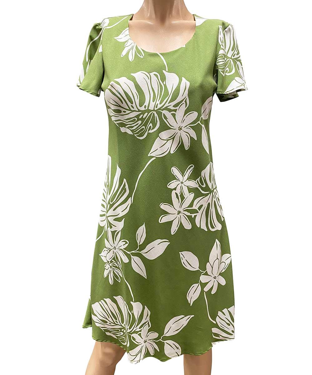 paradise found Tiare Tiare Green A-Line Dress with Cap Sleeves