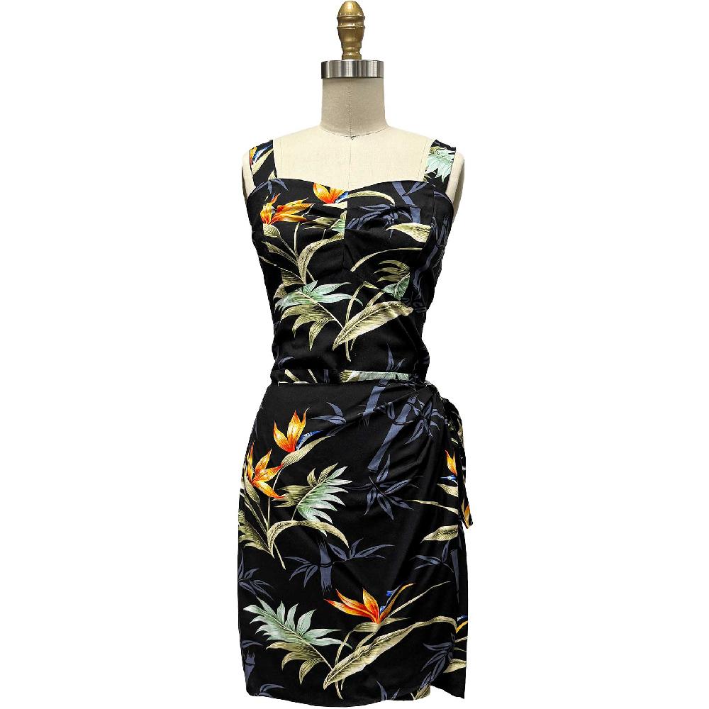 paradise found Tropical Dresses Bamboo Paradise Black Sarong Dress