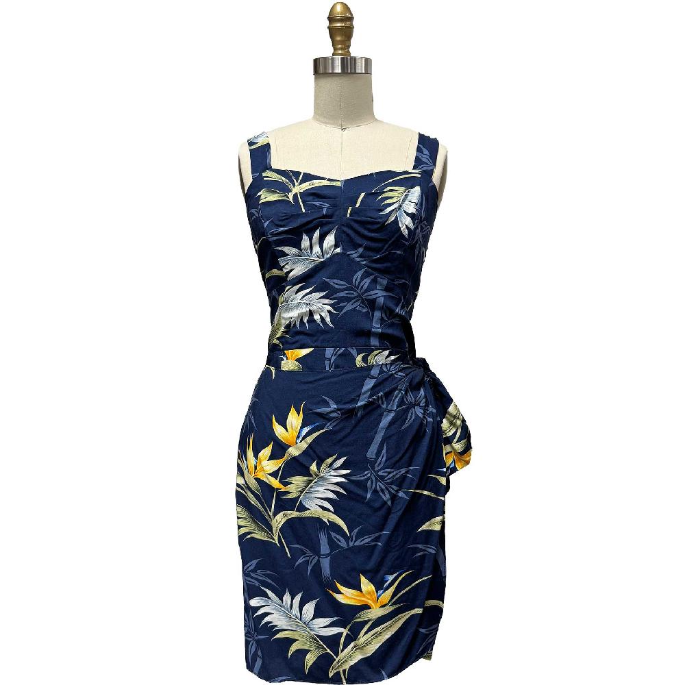paradise found Tropical Dresses Bamboo Paradise Navy Sarong Dress