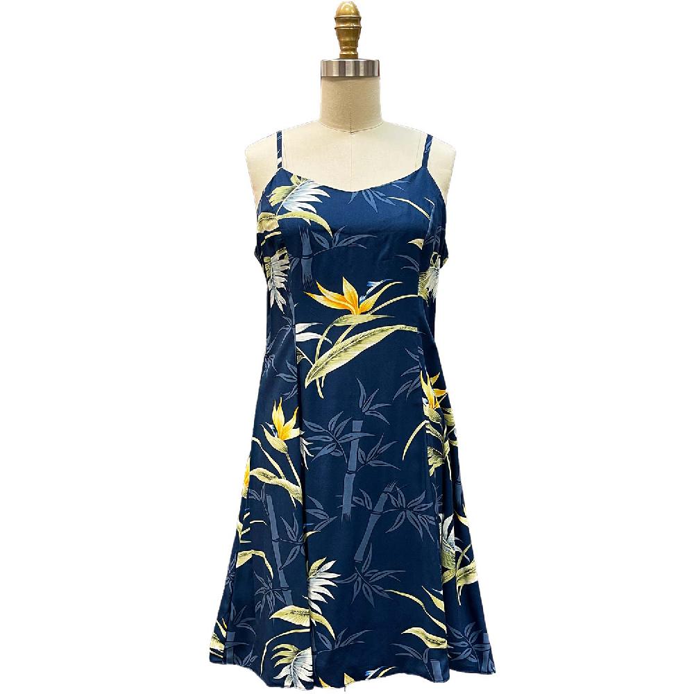 paradise found Tropical Dresses Bamboo Paradise Navy Spaghetti Dress