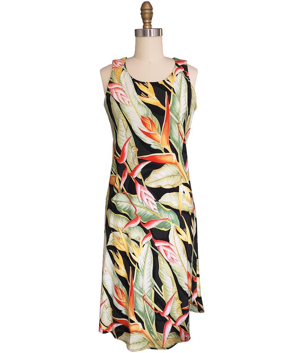 paradise found Tropical Dresses Heliconia Black Tank Dress