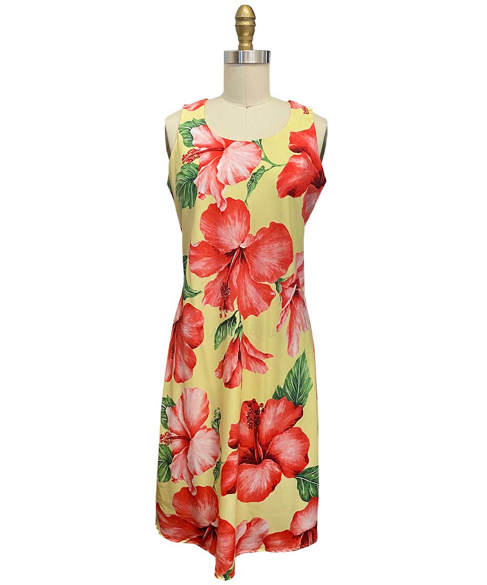 paradise found Tropical Dresses Hibiscus Blossom Yellow Tank Dress