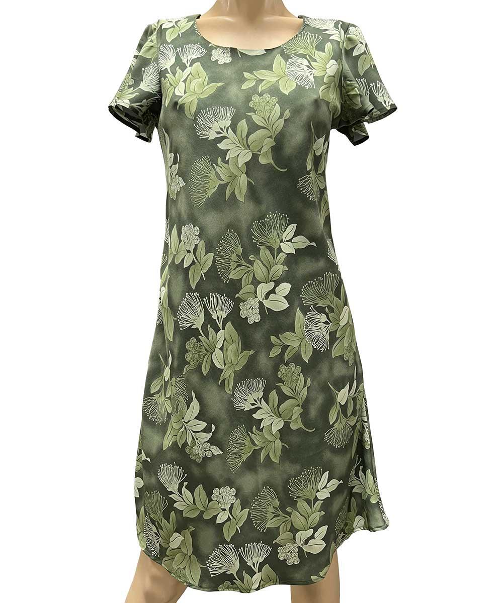 paradise found Tropical Dresses Ohia Sage A-Line Dress with Cap Sleeves
