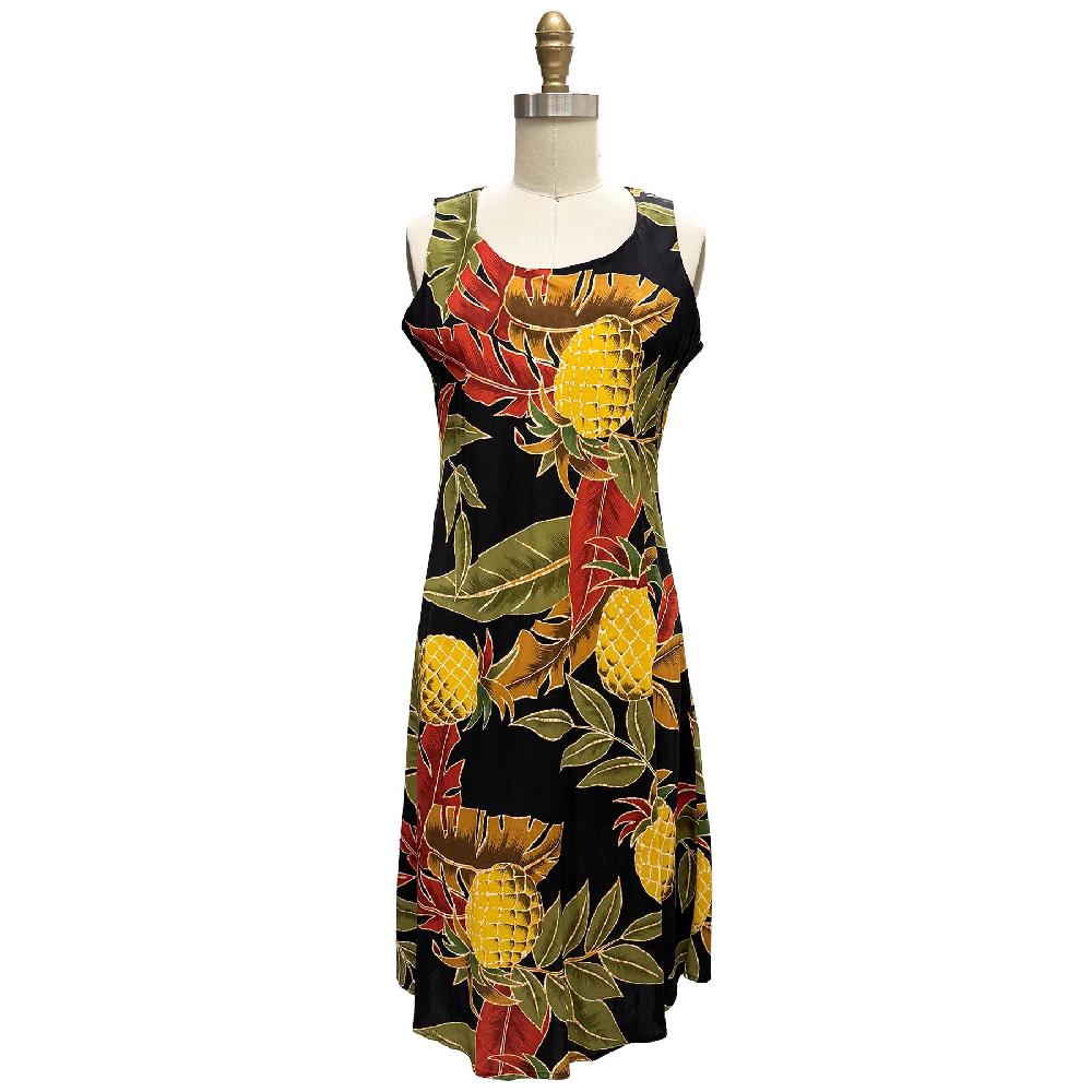paradise found Tropical Dresses Retro Pineapple Midnight Tank Dress