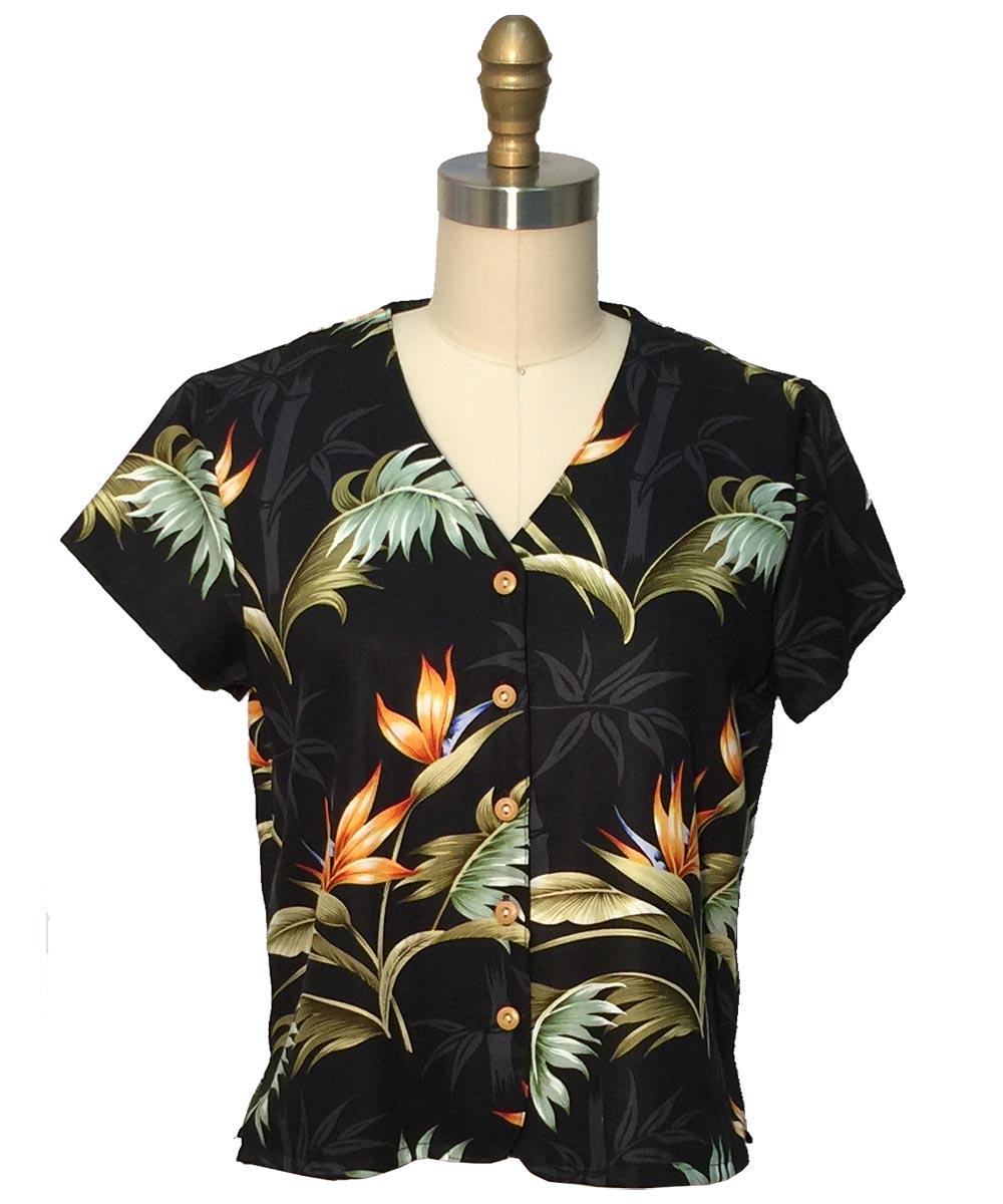 paradise found V Neck Tops Bamboo Paradise Black V-Neck Blouse
