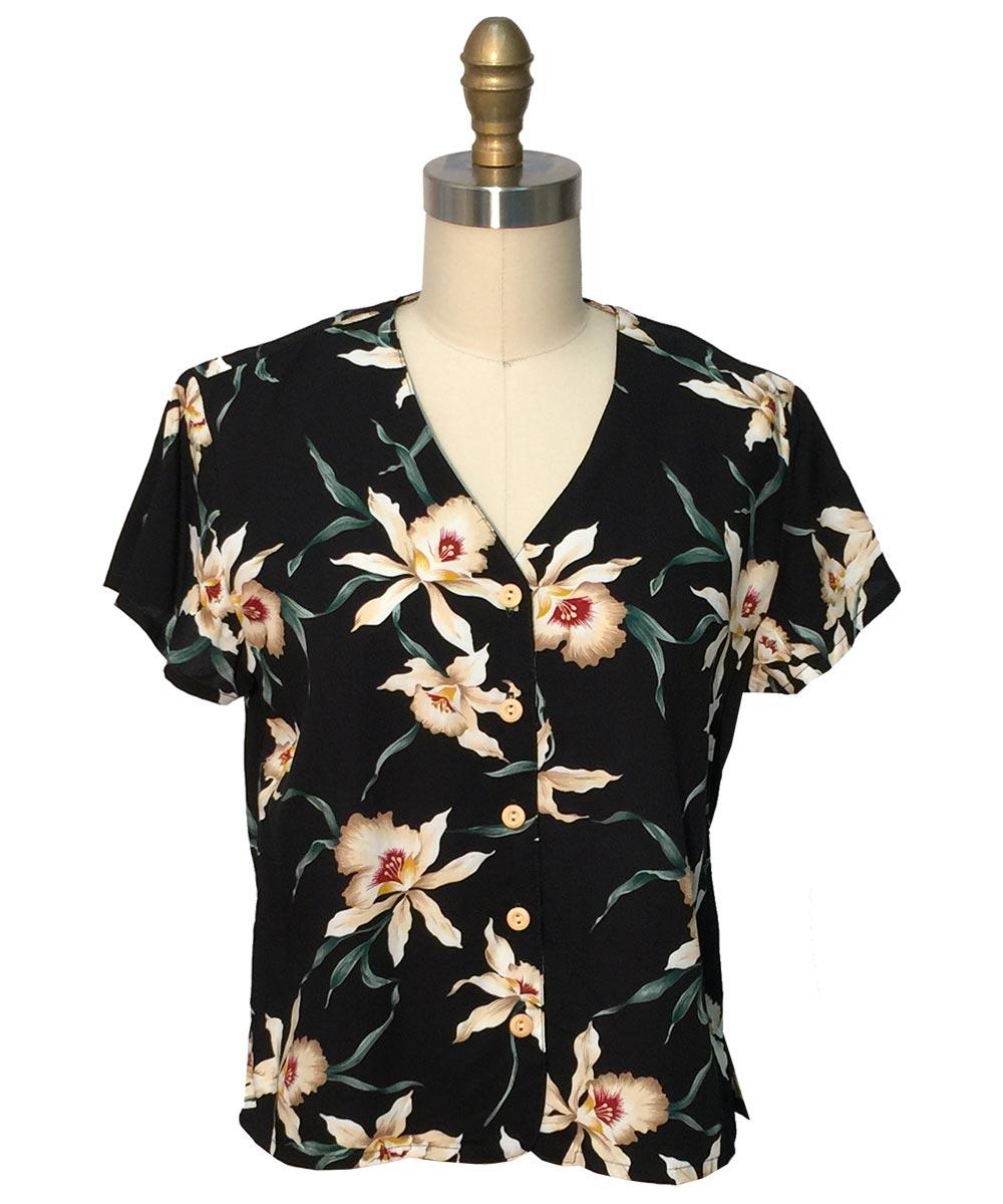 paradise found V Neck Tops Star Orchid Black V-Neck Blouse
