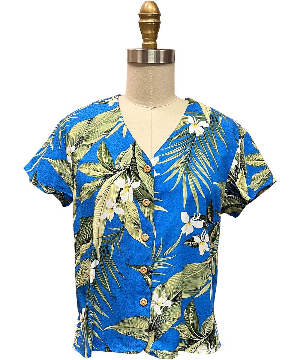 paradise found V Neck Tops White Ginger Blue V-Neck Blouse