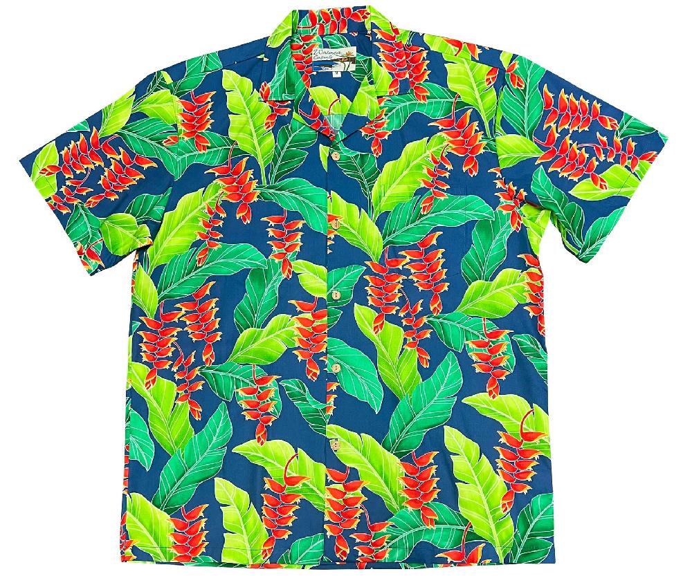 paradise found Waimea Casuals Men's Shirts Hanging Heliconia Royal